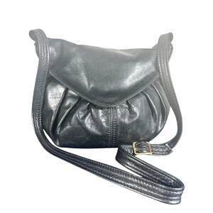 Victoria Leather Co Black Genuine Leather Crossbody Bag Vintage Slouch Purse